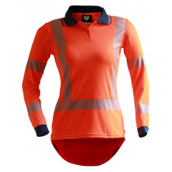 Caution TTMC-W17 Segmented Tape Womens L/S Microfibre Polo