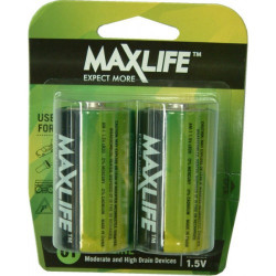 Max-Life Alkaline Batteries D 2pk Batteries